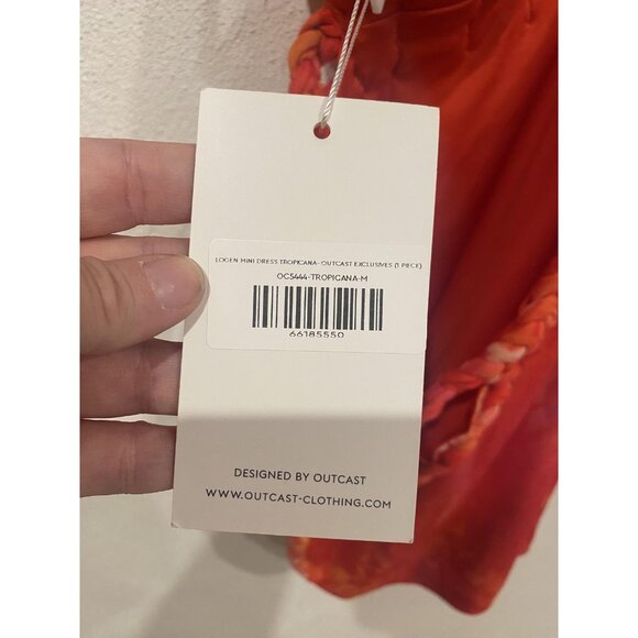Outcast Logen Mini Dress Tropicana Womens Medium Orange Floral Halter Backless - Picture 3 of 4